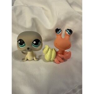 Littlest Pet Shop LPS #928 Hermit Crab & #342 Seal/Sea-lion W/ Green Eyes